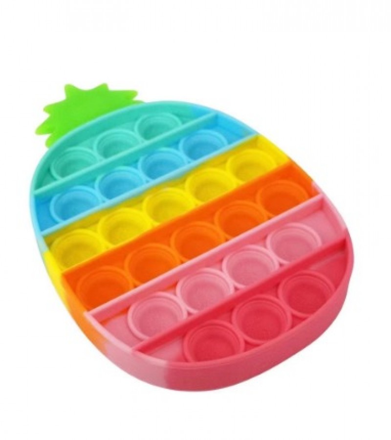 Push Pop Bubble Fidget Spinner Pop It Silicone Toy - Rainbow Pineapple