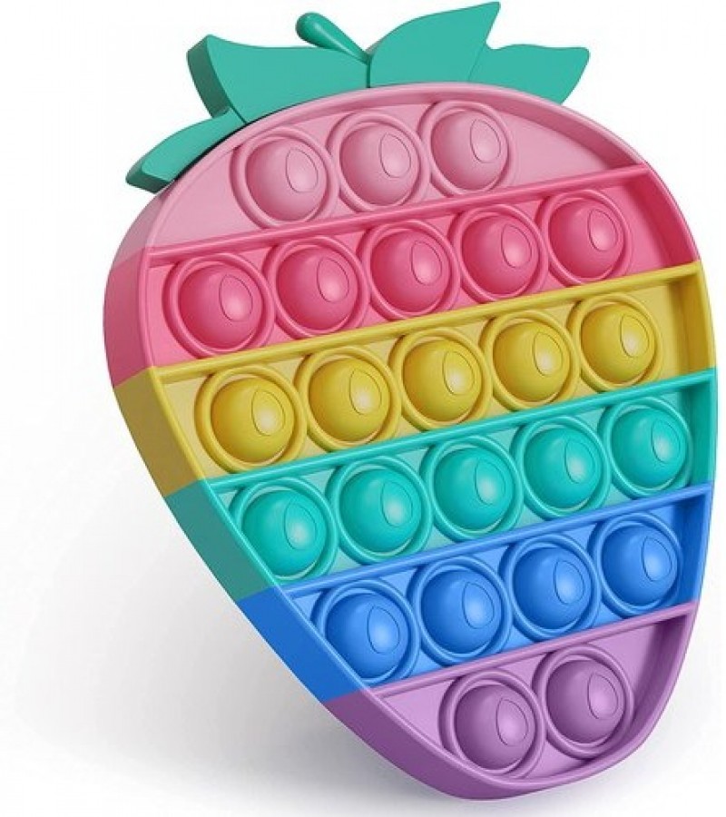 Push Pop Bubble Fidget Spinner Pop It Silicone Toy - Rainbow Strawberry