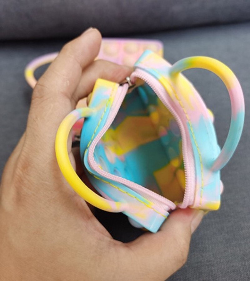Push Pop Bubble Fidget Spinner Rectangular Storage Bag Pop It Silicone Toy Coin Purse