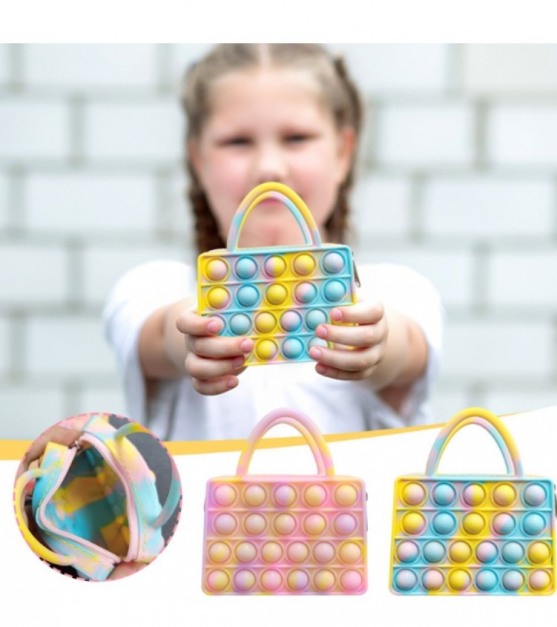 Push Pop Bubble Fidget Spinner Rectangular Storage Bag Pop It Silicone Toy Coin Purse