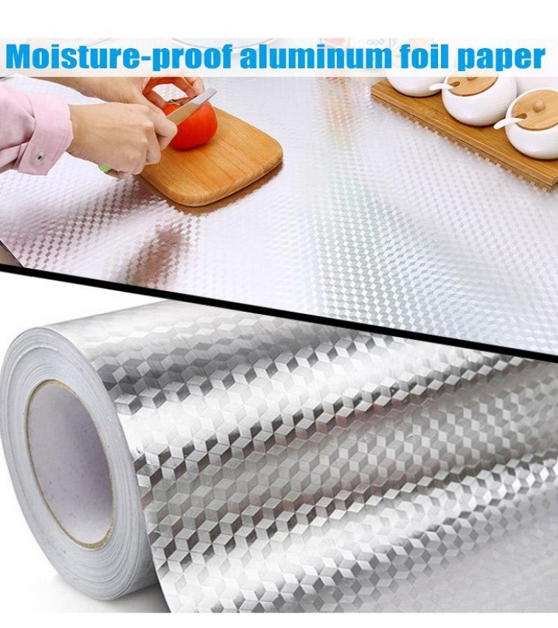 Self Adhesive Kitchen Oil-Proof Kitchen Aluminum Stove Foil Sticker Roll Sheet Size 40cm*2Meter