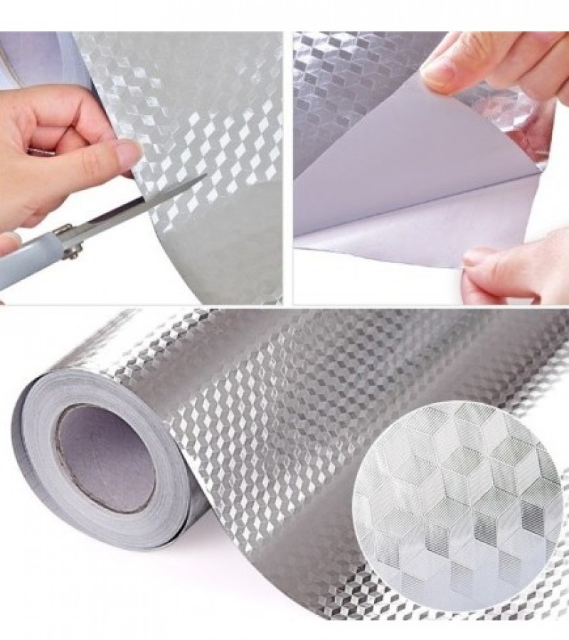 Self Adhesive Kitchen Oil-Proof Kitchen Aluminum Stove Foil Sticker Roll Sheet Size 40cm*2Meter