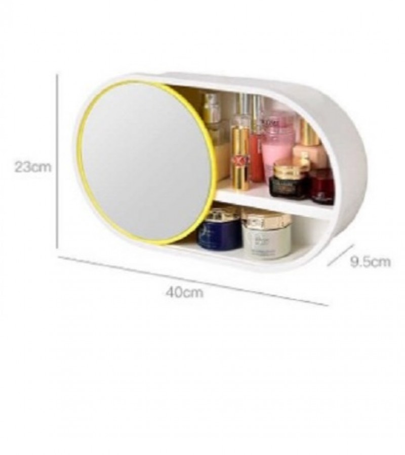 Self Adhesive Wall Mounted Case For Bathroom Cosmetics Toiletries Storage Box Bathroom Mirror