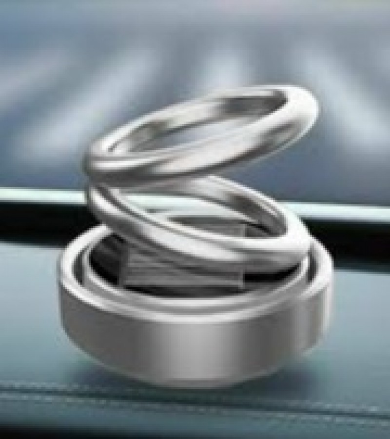 Solar Car Decoration Creative Double Ring Rotating Air Freshener Dashboard Decor Toy - Silver