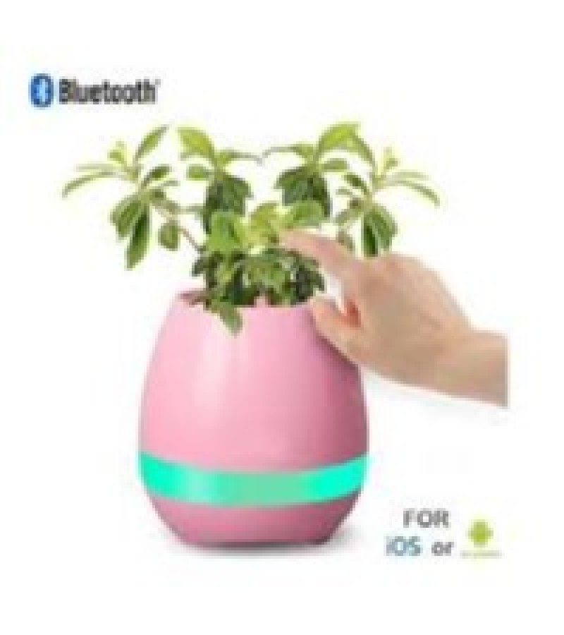 Special Gift For Youngers Music Flower Pot With Bluetooth Speaker & LED Light - Pink
