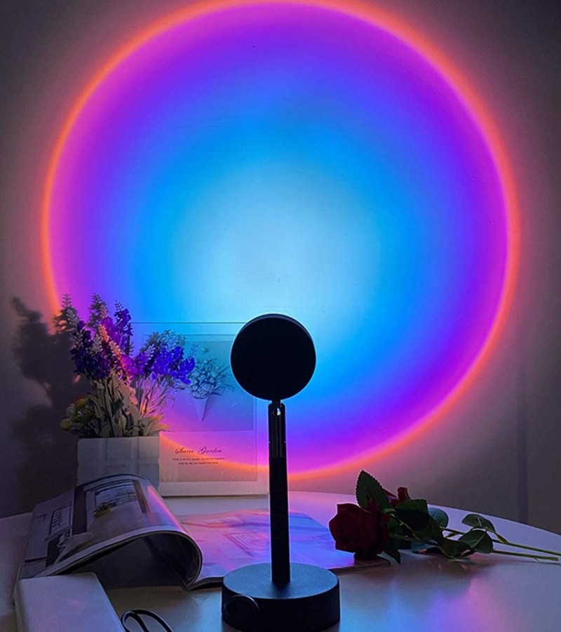Sunset Projection 180 Degree Rotation Lamp Night Light for Living Room Bedroom USB Charging (Blue)
