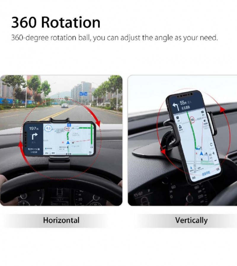 Universal 360 Degree Rotation Curved Car Dashboard Mount Mobile Holder Stand
