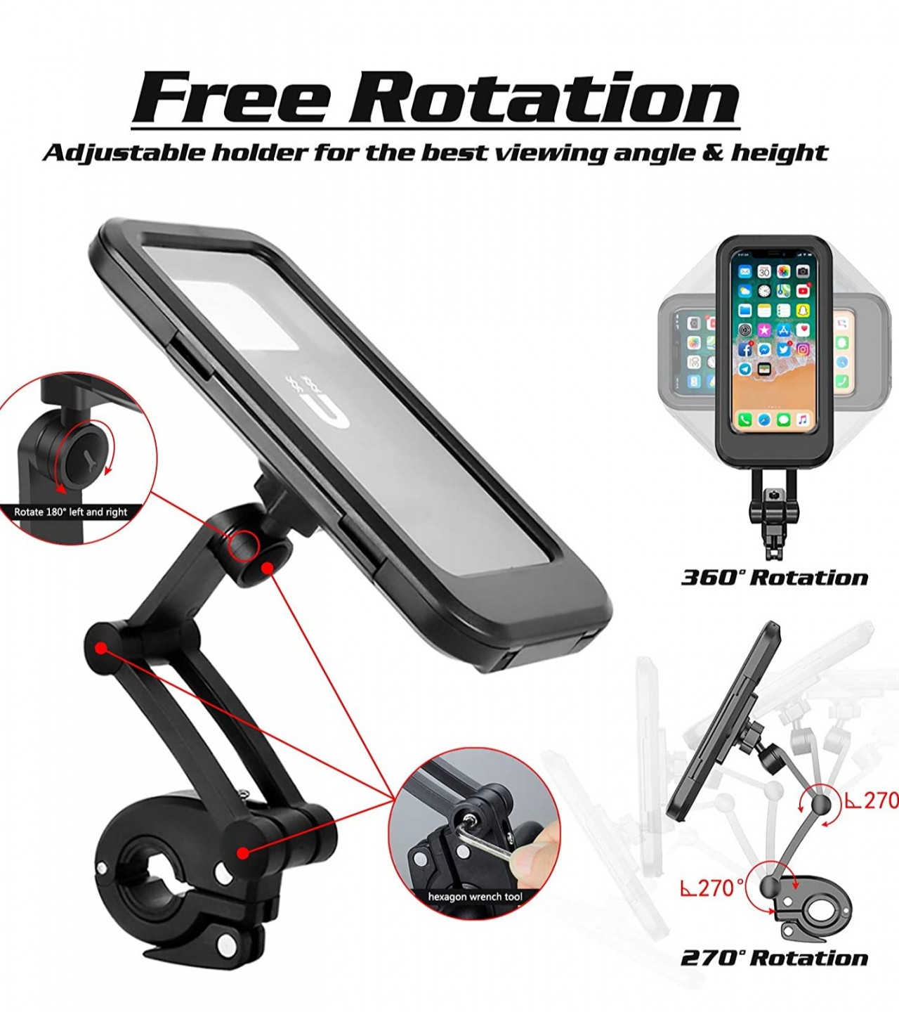 Universal Adjustable 360° Degree Rotating Waterproof Bike Phone Holder HL-69