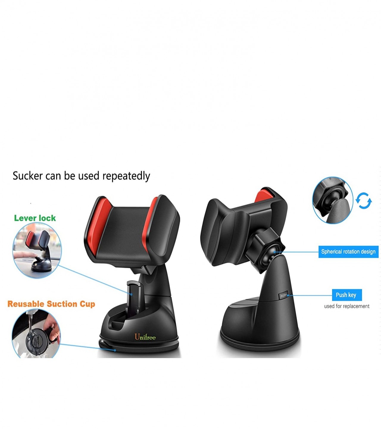 Universal Silicone Mobile Holder 360 Degree Rotation Suction Cup for Car Dashboard