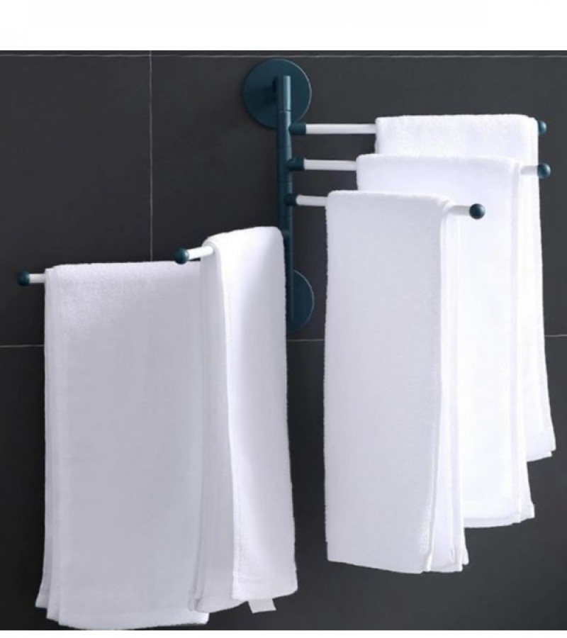 Wall Mount Punch Free Adhesive Bathroom Towel Holder Steel 5 Rods Hanger Shelf Rack Organizer
