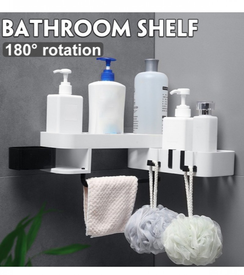 Wall Mounted Adhesive Rotatable Storage Corner Shelf For Bathroom and Kitchen Organizer