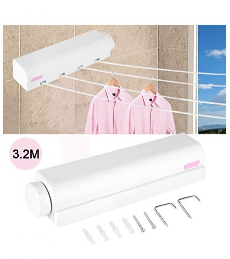 Wall Mounted Retractable Cloth Drying 5 Line Hanging Ropes for Laundry & Hanger Dryer 3.2 Me