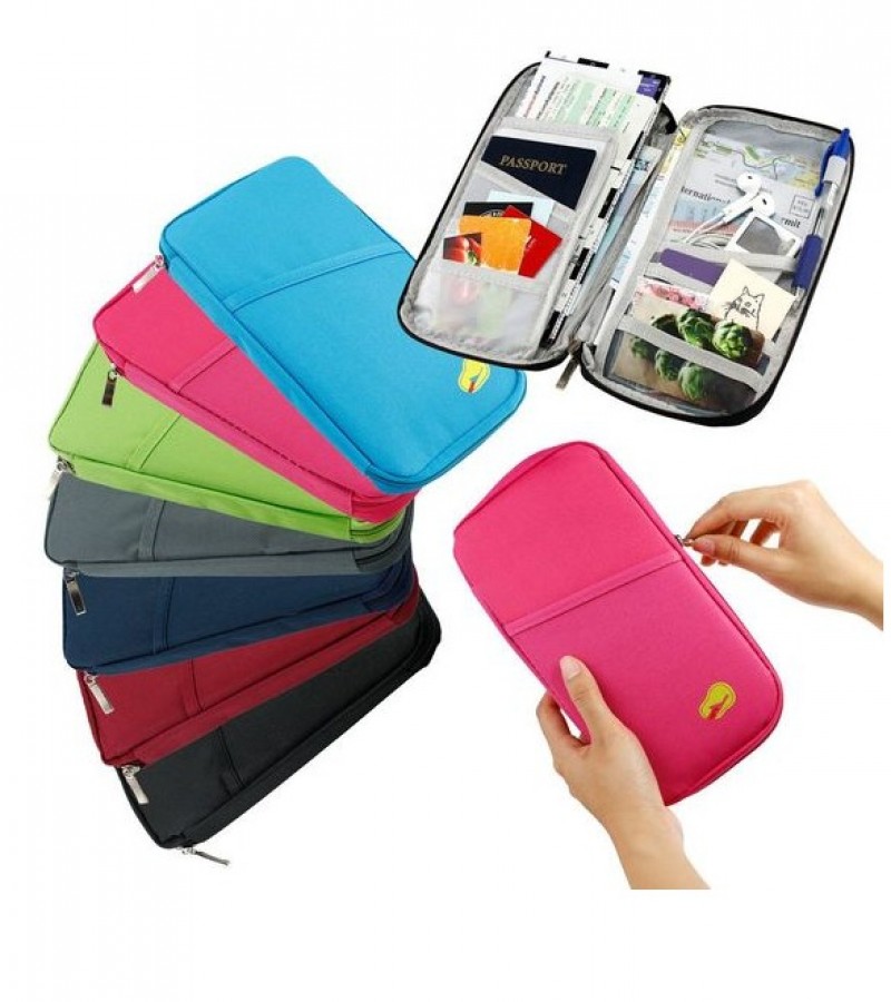 Zippered Travel Storage Bag Passposrt Card Ticket Documents Protection Pouch - Multi