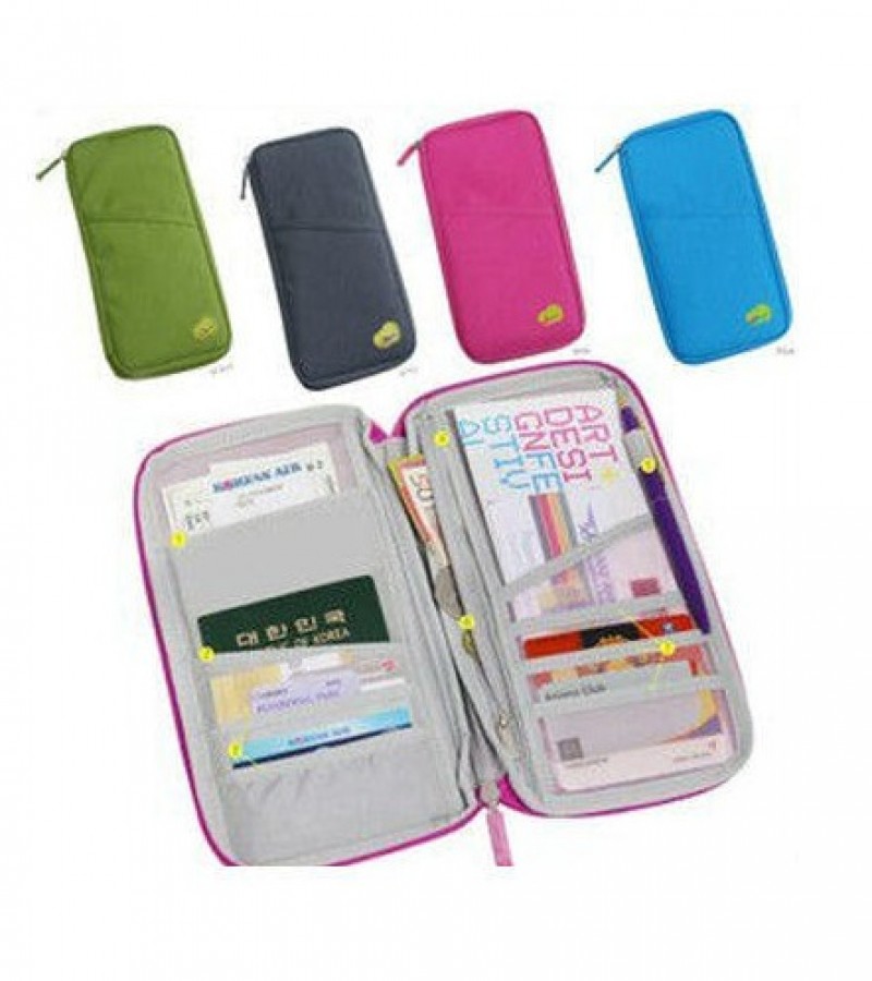 Zippered Travel Storage Bag Passposrt Card Ticket Documents Protection Pouch - Multi