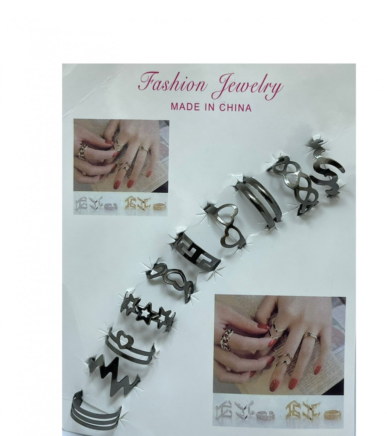 10 pcs/set Golden/black Ring set women Wedding Anniversary rings for girls