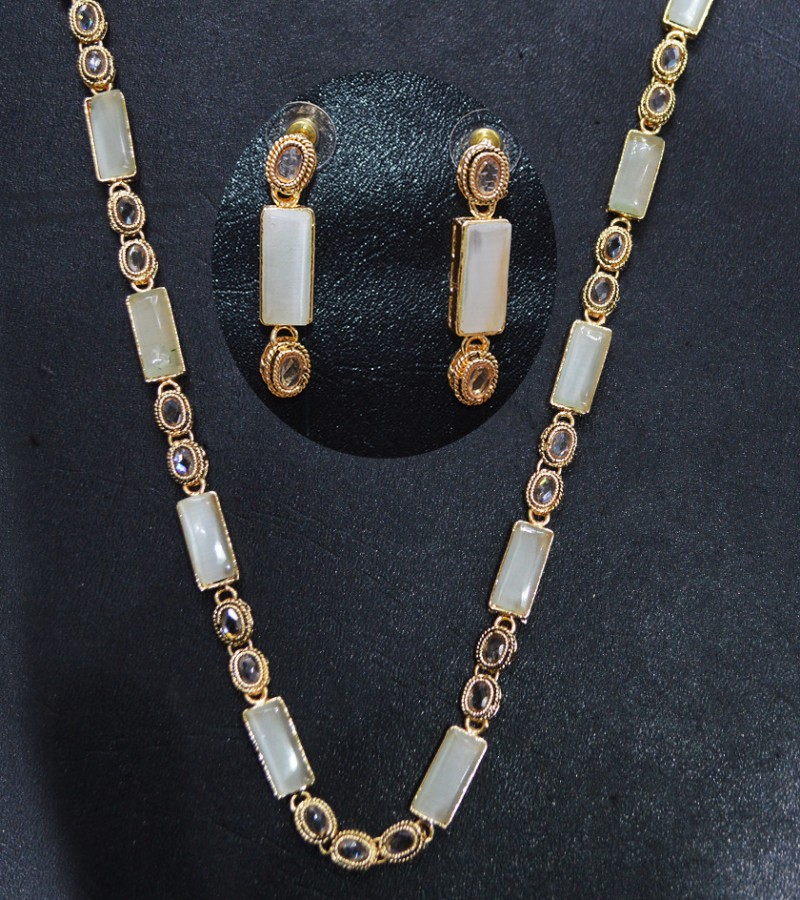 Grey Stone Necklace Set