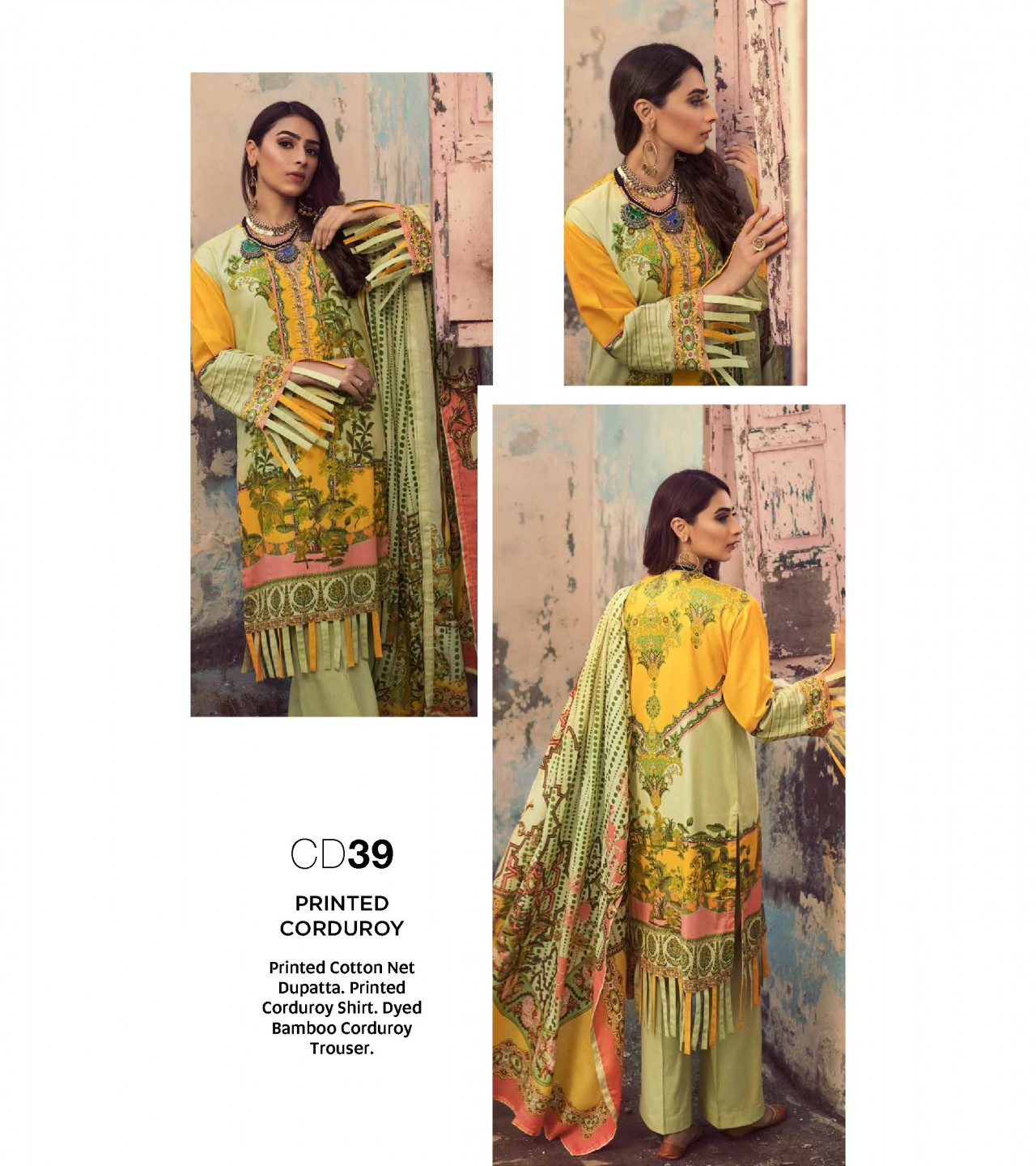 Gul Ahmed 3 PC Unstitched Corduroy suit With Cotton Net Dupatta CD-39