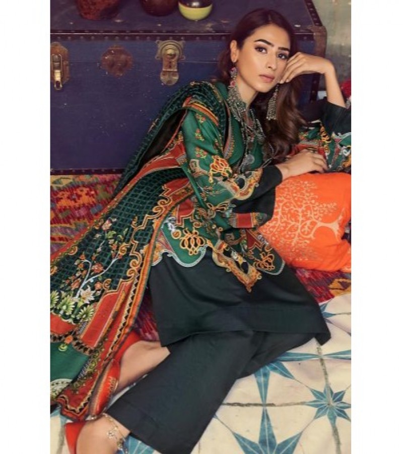 Gul Ahmed 3 PC Unstitched Corduroy suit With Cotton Net Dupatta CD-44