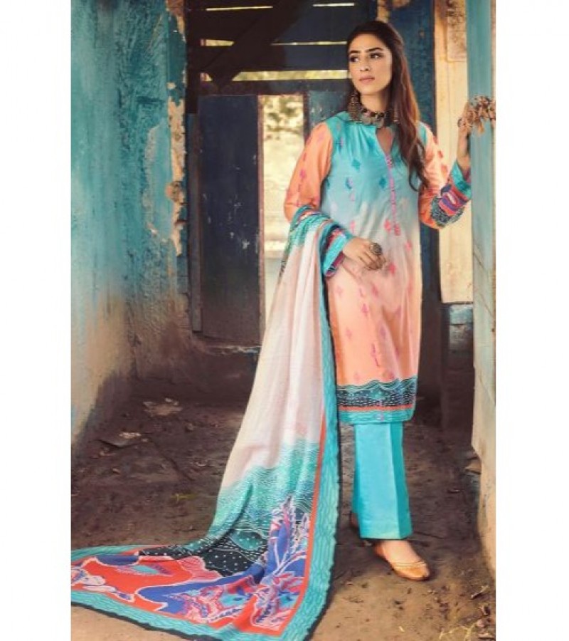 Gul Ahmed 3 PC Unstitched Corduroy suit With Cotton Net Dupatta CD-47