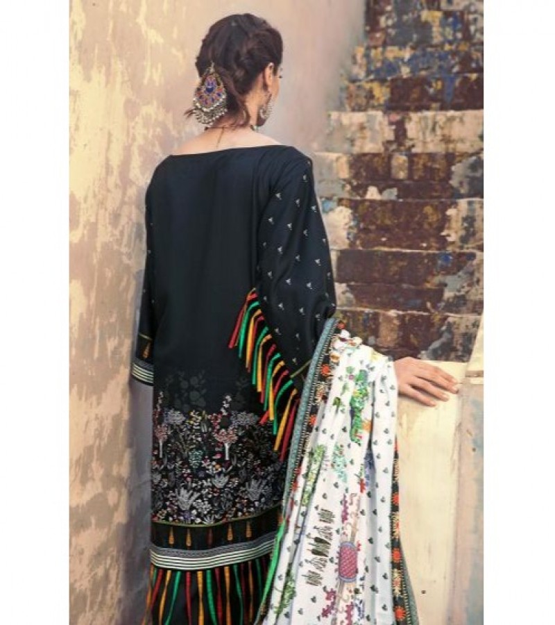 Gul Ahmed 3 PC Unstitched Embroidered Suit with Cotton Net Dupatta CD-40