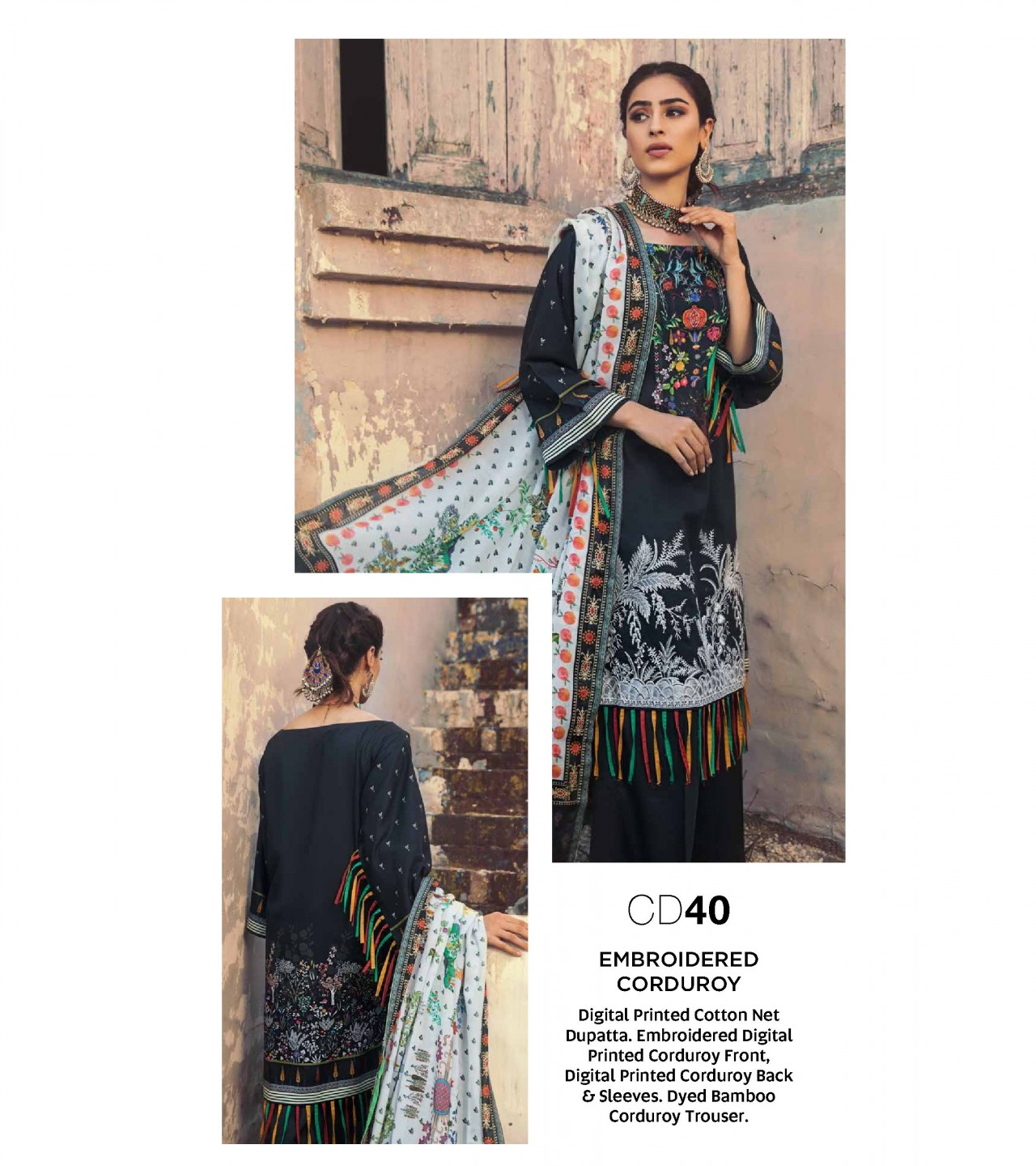 Gul Ahmed 3 PC Unstitched Embroidered Suit with Cotton Net Dupatta CD-40