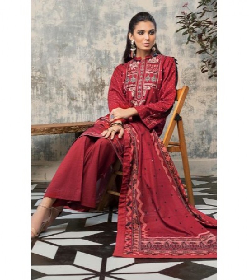 Gul Ahmed 3 PC Unstitched Khaddar Embroidered Suit K-107 A