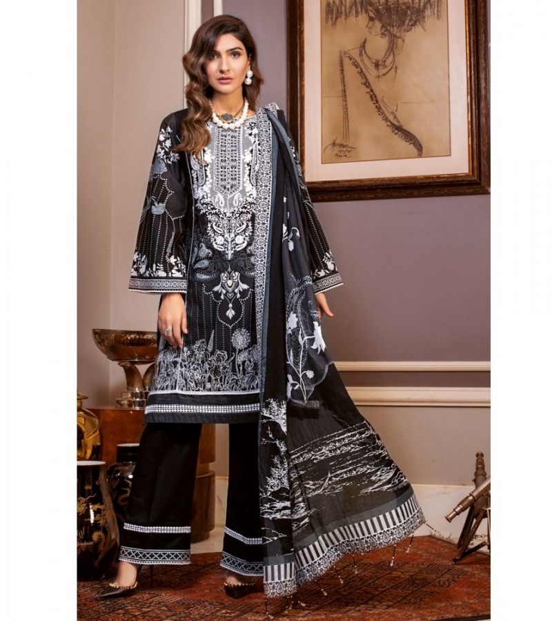 gul ahmed 3PC Unstitched Embroidered Lawn Suit
