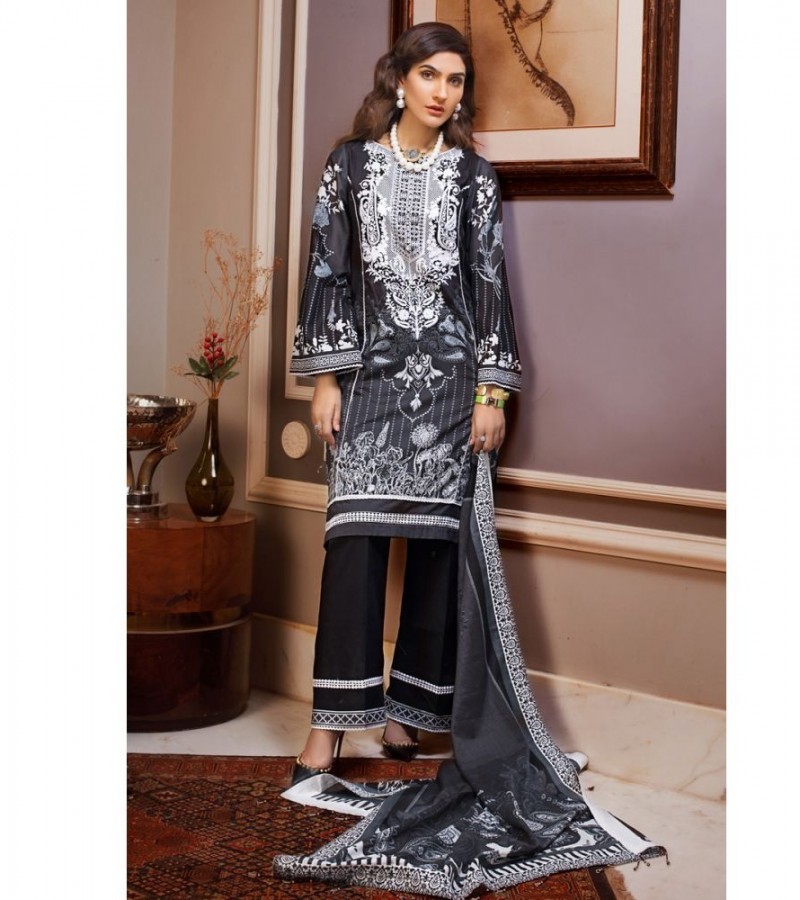 gul ahmed 3PC Unstitched Embroidered Lawn Suit