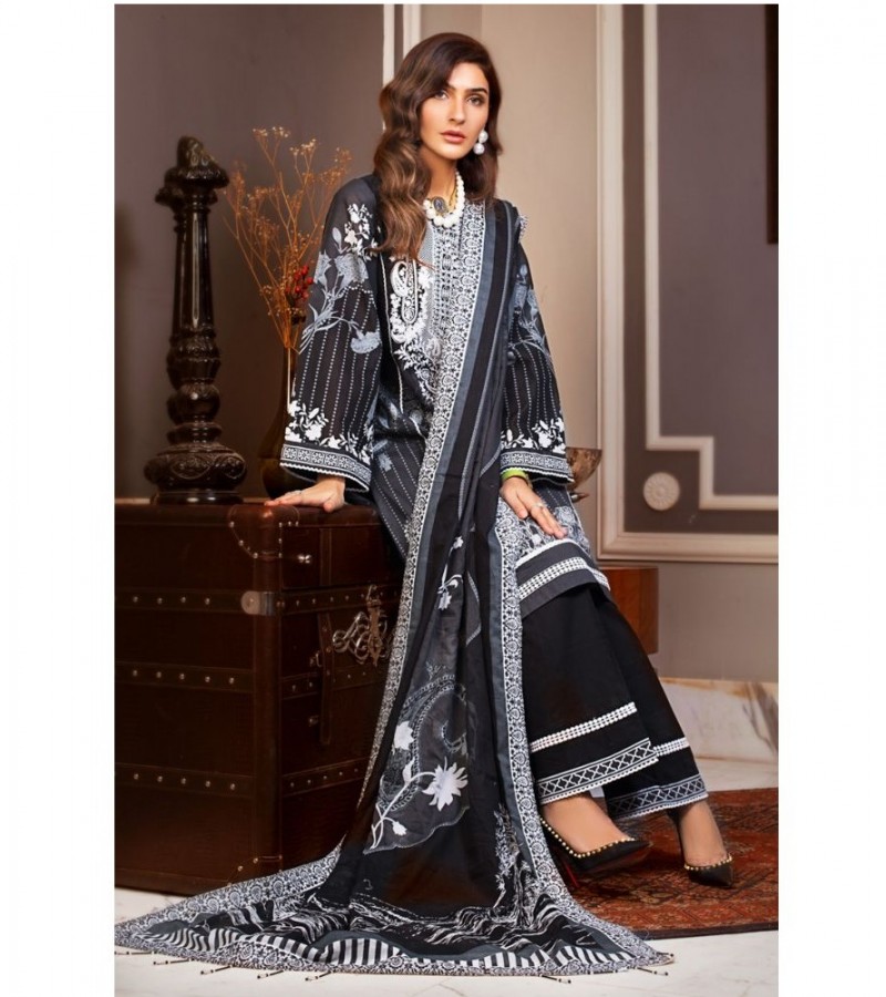 gul ahmed 3PC Unstitched Embroidered Lawn Suit