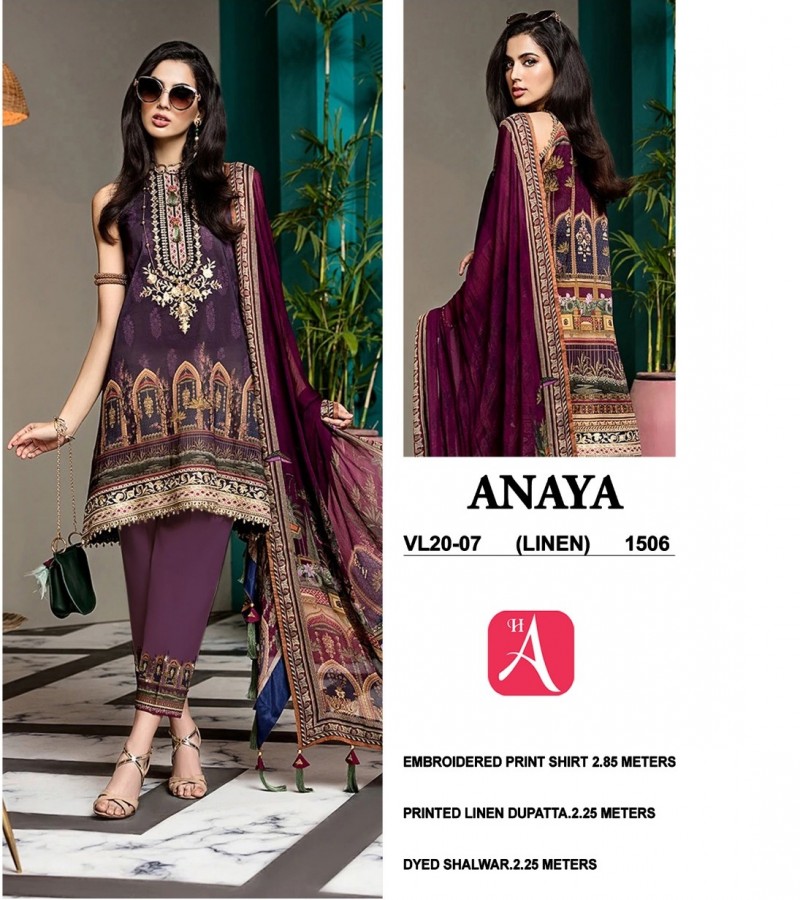 Linen with linen dupatta 3 piece Unstiched
