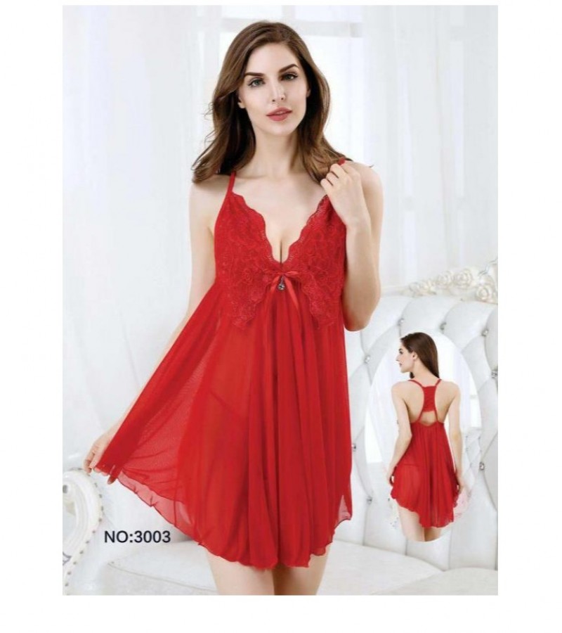 Red Women Short Nighty  WU1675