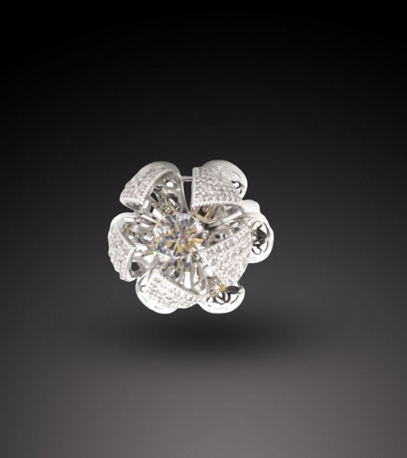 Stylish Glowing Flower Silver Ring