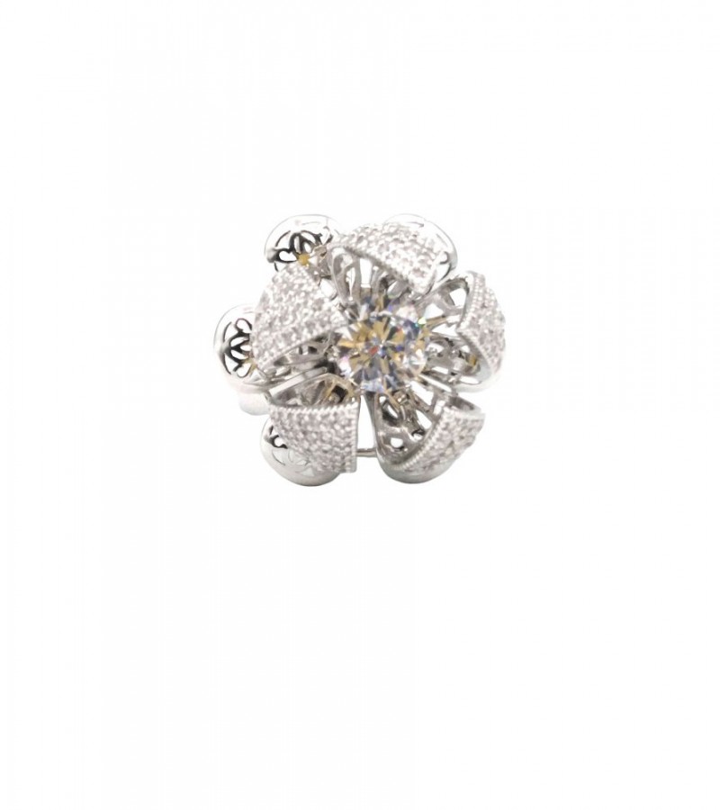 Stylish Glowing Flower Silver Ring