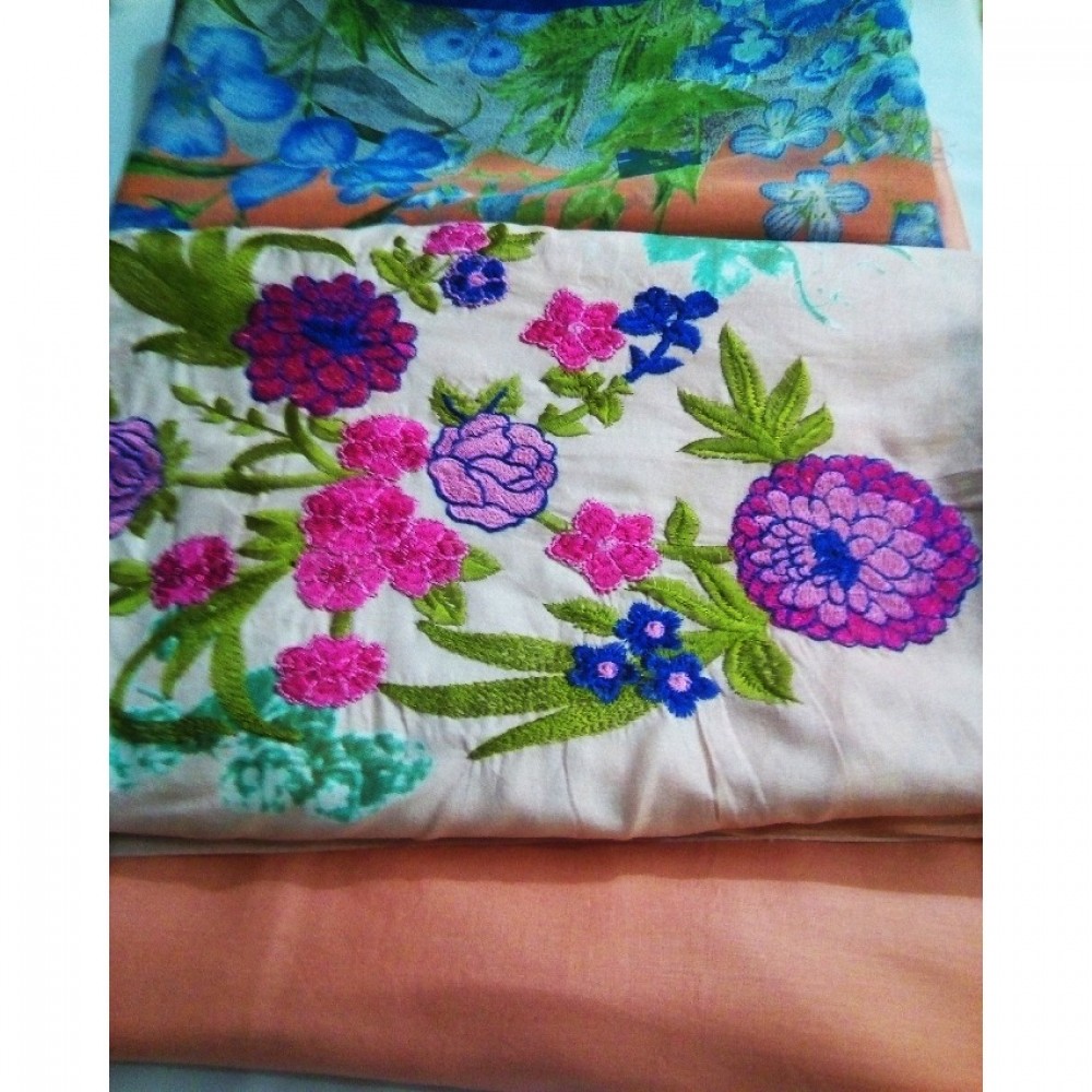 Summer 2019 3pcs Lawn Peach Color Unstitched Embroidery Shirt – 03