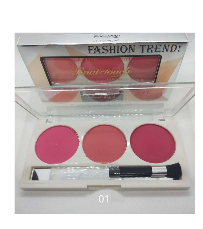 3-Color Matte Blush Pressed Powder Palette Waterproof Brighten Skin Color Blusher Makeup
