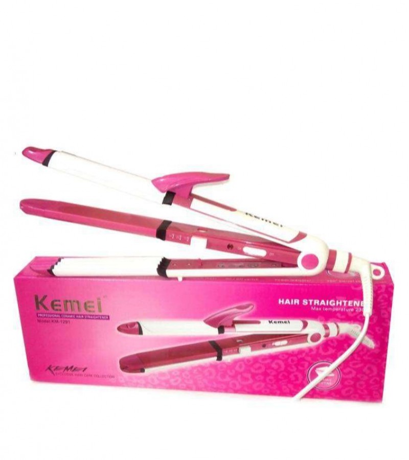 Kemei 3 in 1 Professional Ceramic Hair Straightener, Curler & Roller Multifunction