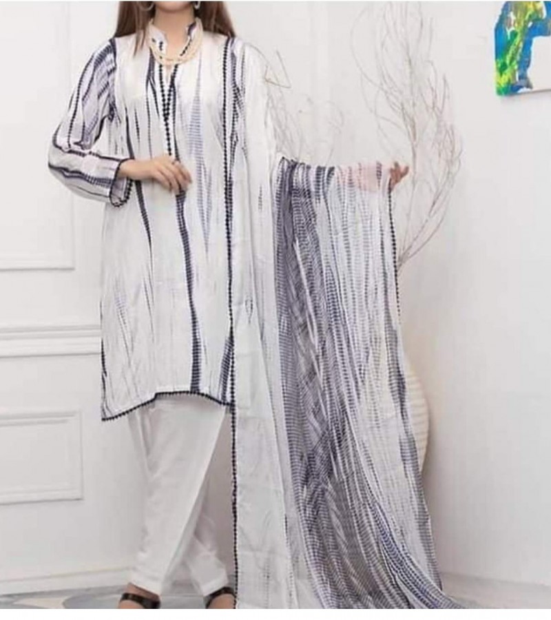 Ladies 3PC Lawn Suits tie & Dye Varity in lot of colours loan dress with chiffon dupatta