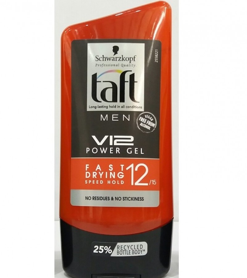 Taft Look V12 Power Gel Speed Dry Strong Hold Men Hair Styling 150ml