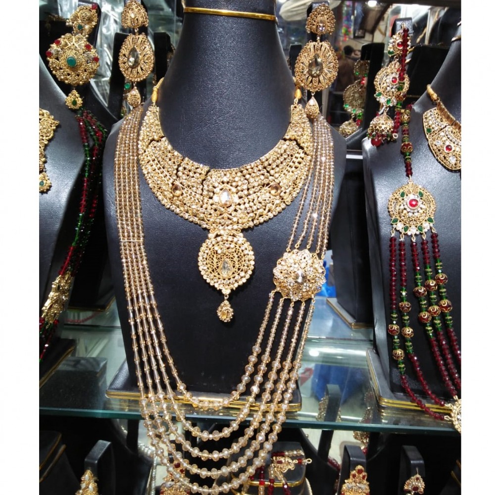Golden Mala, Necklace & Earrings Jewelry Set For Women - Casting Material