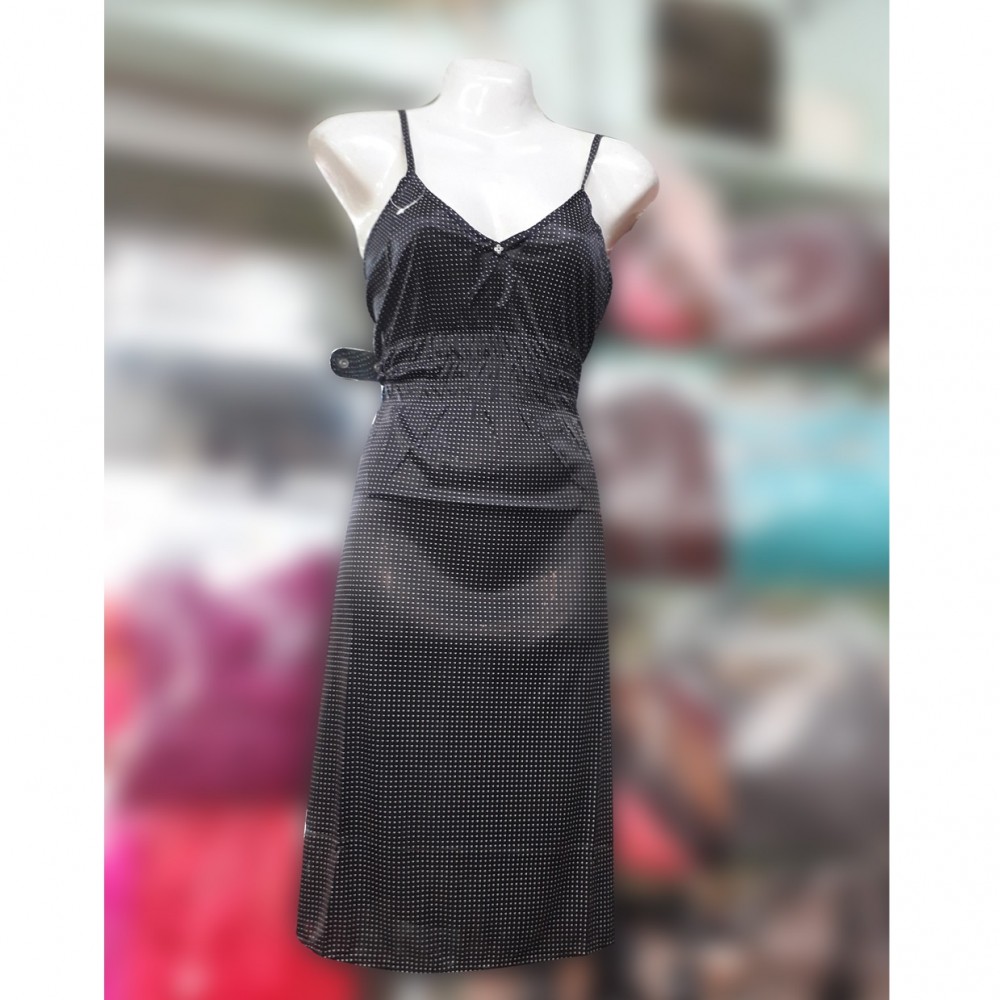 Silk Black Long Nightie For Women - Regular - Black