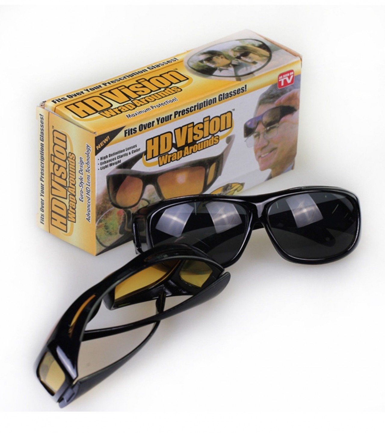 Night & Day Hd Vision Glasses - Cycling Riding Driving & Sports Glasses - Black & Yellow