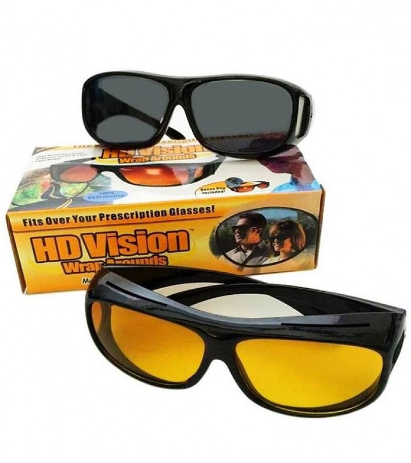 Night Vision + Day Vision HD Pack OF 2 Wrap Around Glasses