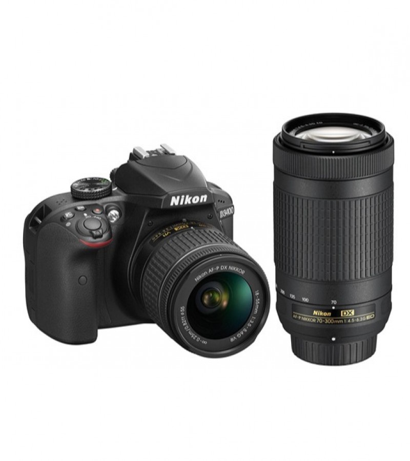 Nikon D3400 DSLR w/ 18-55mm + 70-300mm Bundle Camera