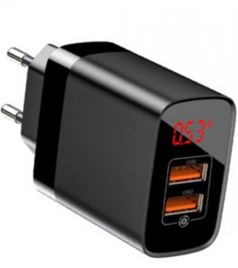 Baseus Mirror Lake Series CCJMHA-A01 18W Dual QC Digital Display Quick Charger, A+A, EU Plug