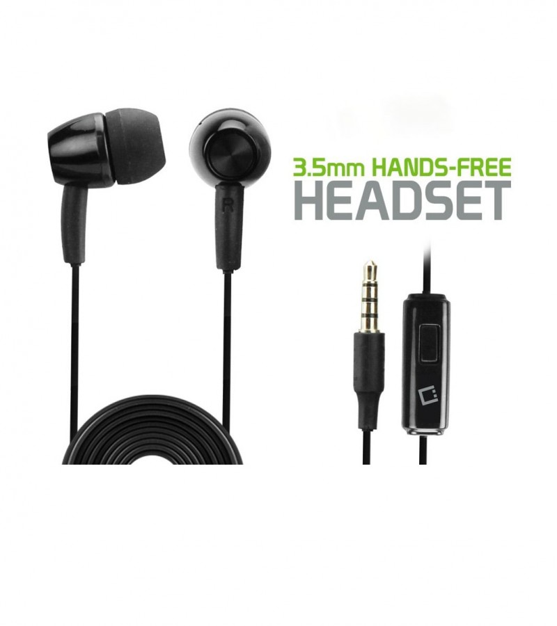 Black Hands Free Stereo Soft Earbuds