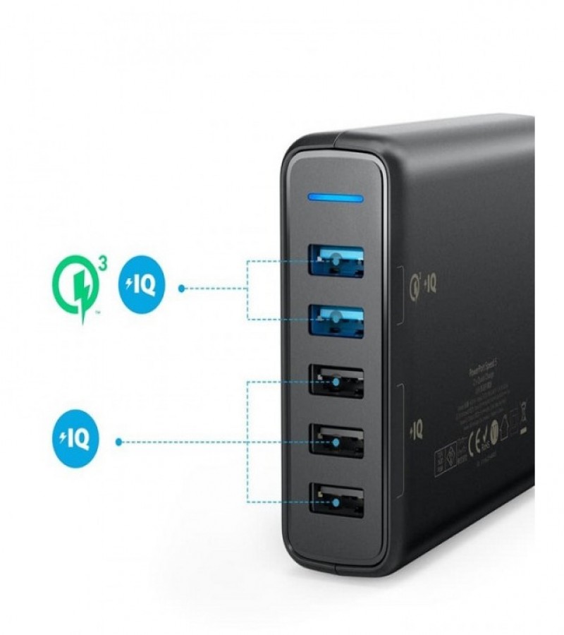 Original Anker A2054J11 Power Port Speed 5 Qualcomm Dual QC 3.0 USB Quick Charger With Power IQ 63W