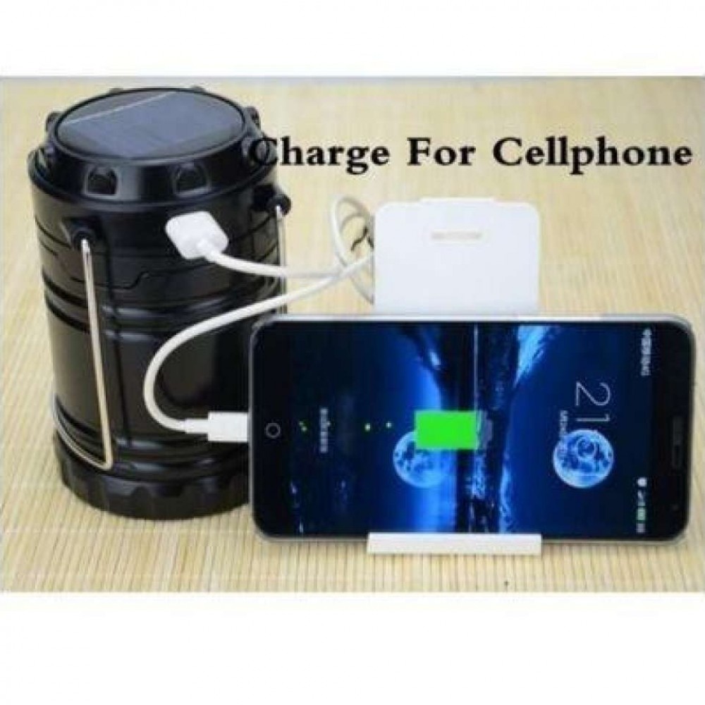 Portable Led Camping Lamp With Solar Charging And Mobile Charger