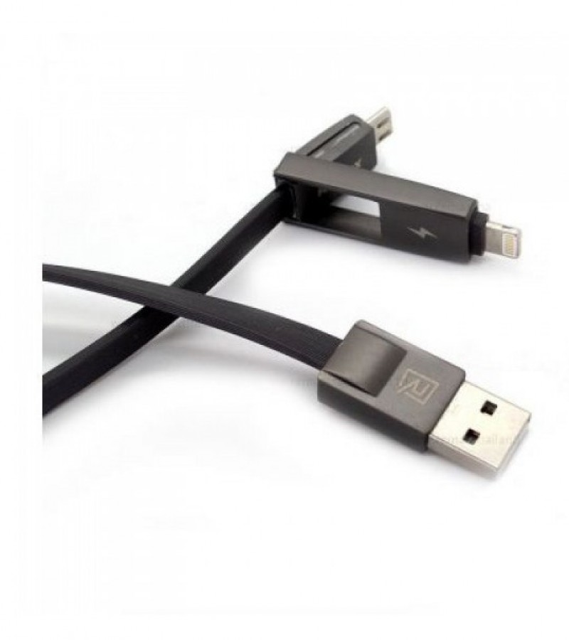 Remax RC-042t 2in1 Strive Data&Charging Cable For iPhone & Android - Black