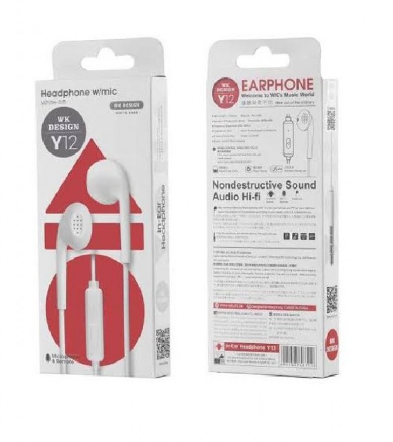 Remax Y12 Wired Sterio Handfree 3.5mm