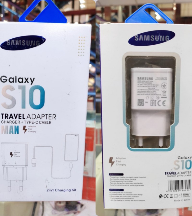Samsung Galaxy S10 Plus 15W with certified USB Type-C Data and Charging Cable. (WHITE)